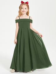 Off-the-Shoulder Dresses for Stylish Junior Bridesmaids Olive Green
