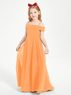 Off-the-Shoulder Dresses for Stylish Junior Bridesmaids Orange