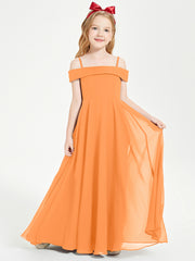 Off-the-Shoulder Dresses for Stylish Junior Bridesmaids Orange