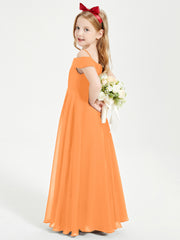 Off-the-Shoulder Dresses for Stylish Junior Bridesmaids Orange