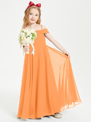Off-the-Shoulder Dresses for Stylish Junior Bridesmaids Orange