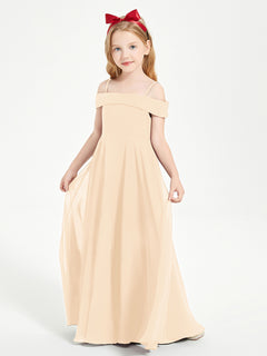 Off-the-Shoulder Dresses for Stylish Junior Bridesmaids Peach