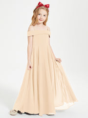 Off-the-Shoulder Dresses for Stylish Junior Bridesmaids Peach