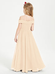 Off-the-Shoulder Dresses for Stylish Junior Bridesmaids Peach