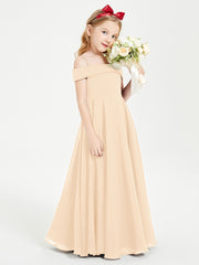 Off-the-Shoulder Dresses for Stylish Junior Bridesmaids Peach