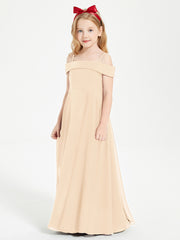 Off-the-Shoulder Dresses for Stylish Junior Bridesmaids Peach