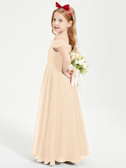 Off-the-Shoulder Dresses for Stylish Junior Bridesmaids Peach