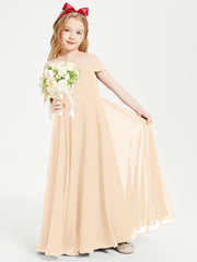 Off-the-Shoulder Dresses for Stylish Junior Bridesmaids Peach