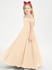 Off-the-Shoulder Dresses for Stylish Junior Bridesmaids Peach
