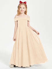 Off-the-Shoulder Dresses for Stylish Junior Bridesmaids Peach