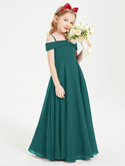 Off-the-Shoulder Dresses for Stylish Junior Bridesmaids Peacock