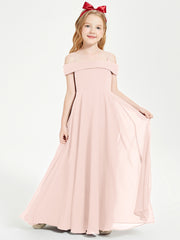 Off-the-Shoulder Dresses for Stylish Junior Bridesmaids Pearl Pink