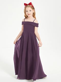 Off-the-Shoulder Dresses for Stylish Junior Bridesmaids Plum