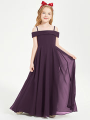Off-the-Shoulder Dresses for Stylish Junior Bridesmaids Plum