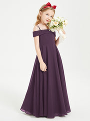 Off-the-Shoulder Dresses for Stylish Junior Bridesmaids Plum