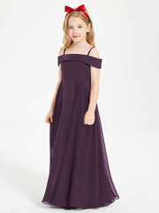 Off-the-Shoulder Dresses for Stylish Junior Bridesmaids Plum