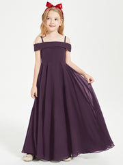 Off-the-Shoulder Dresses for Stylish Junior Bridesmaids Plum