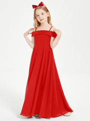 Off-the-Shoulder Dresses for Stylish Junior Bridesmaids Red