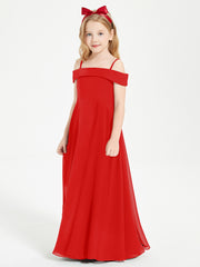 Off-the-Shoulder Dresses for Stylish Junior Bridesmaids Red