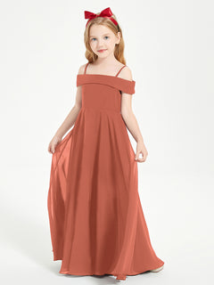 Off-the-Shoulder Dresses for Stylish Junior Bridesmaids Rust