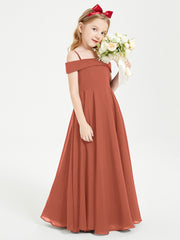 Off-the-Shoulder Dresses for Stylish Junior Bridesmaids Rust