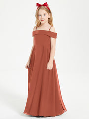 Off-the-Shoulder Dresses for Stylish Junior Bridesmaids Rust