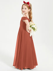 Off-the-Shoulder Dresses for Stylish Junior Bridesmaids Rust