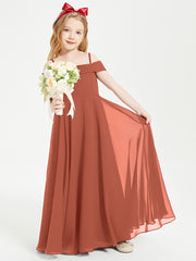Off-the-Shoulder Dresses for Stylish Junior Bridesmaids Rust