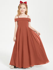 Off-the-Shoulder Dresses for Stylish Junior Bridesmaids Rust