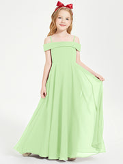 Off-the-Shoulder Dresses for Stylish Junior Bridesmaids Sage