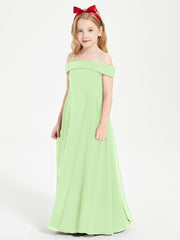 Off-the-Shoulder Dresses for Stylish Junior Bridesmaids Sage