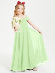 Off-the-Shoulder Dresses for Stylish Junior Bridesmaids Sage