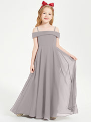 Off-the-Shoulder Dresses for Stylish Junior Bridesmaids Silver