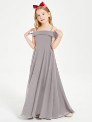 Off-the-Shoulder Dresses for Stylish Junior Bridesmaids Silver