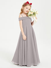 Off-the-Shoulder Dresses for Stylish Junior Bridesmaids Silver
