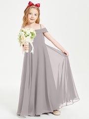 Off-the-Shoulder Dresses for Stylish Junior Bridesmaids Silver