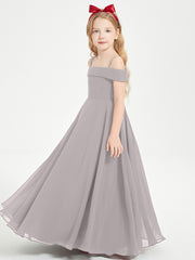 Off-the-Shoulder Dresses for Stylish Junior Bridesmaids Silver