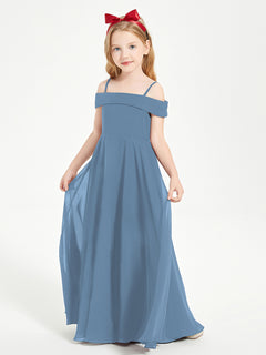 Off-the-Shoulder Dresses for Stylish Junior Bridesmaids Slate Blue