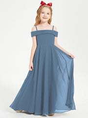 Off-the-Shoulder Dresses for Stylish Junior Bridesmaids Slate Blue