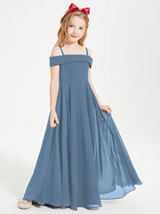 Off-the-Shoulder Dresses for Stylish Junior Bridesmaids Slate Blue