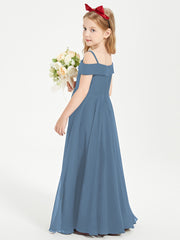 Off-the-Shoulder Dresses for Stylish Junior Bridesmaids Slate Blue