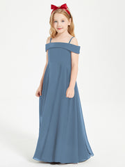 Off-the-Shoulder Dresses for Stylish Junior Bridesmaids Slate Blue