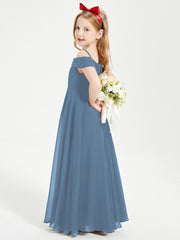 Off-the-Shoulder Dresses for Stylish Junior Bridesmaids Slate Blue