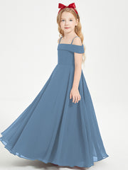 Off-the-Shoulder Dresses for Stylish Junior Bridesmaids Slate Blue
