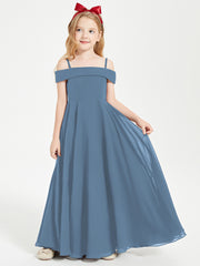 Off-the-Shoulder Dresses for Stylish Junior Bridesmaids Slate Blue