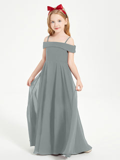 Off-the-Shoulder Dresses for Stylish Junior Bridesmaids Steel Grey