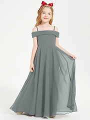 Off-the-Shoulder Dresses for Stylish Junior Bridesmaids Steel Grey