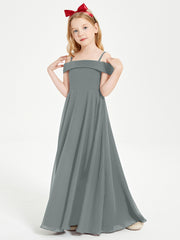 Off-the-Shoulder Dresses for Stylish Junior Bridesmaids Steel Grey