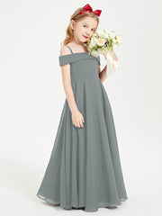 Off-the-Shoulder Dresses for Stylish Junior Bridesmaids Steel Grey