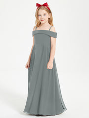 Off-the-Shoulder Dresses for Stylish Junior Bridesmaids Steel Grey
